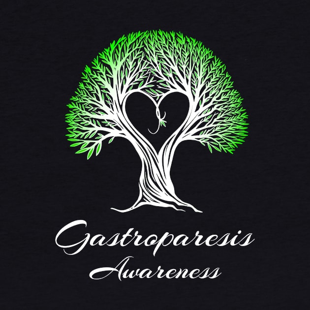 Gastroparesis Awareness Green Ribbon Tree With Heart by MerchAndrey